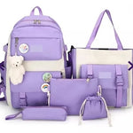 Bolso Morral Maleta Oso 5 Pzs Kawaii