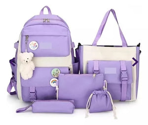 Bolso Morral Maleta Oso 5 Pzs Kawaii